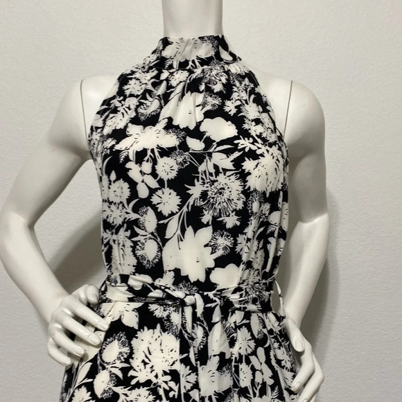 Sucrefas NWT Black Floral Halter A-Line Dress - Picture 3 of 6